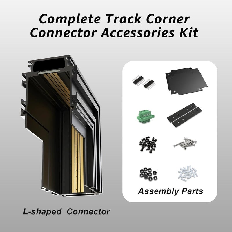 SCON Vertical Corner Joint, Wall Corner for Magnetic Track Lighting, Easy Install 24V Aluminum Connector, Tool-Free, Compatible Recessed Magnetic Track Lighting System - Image 2